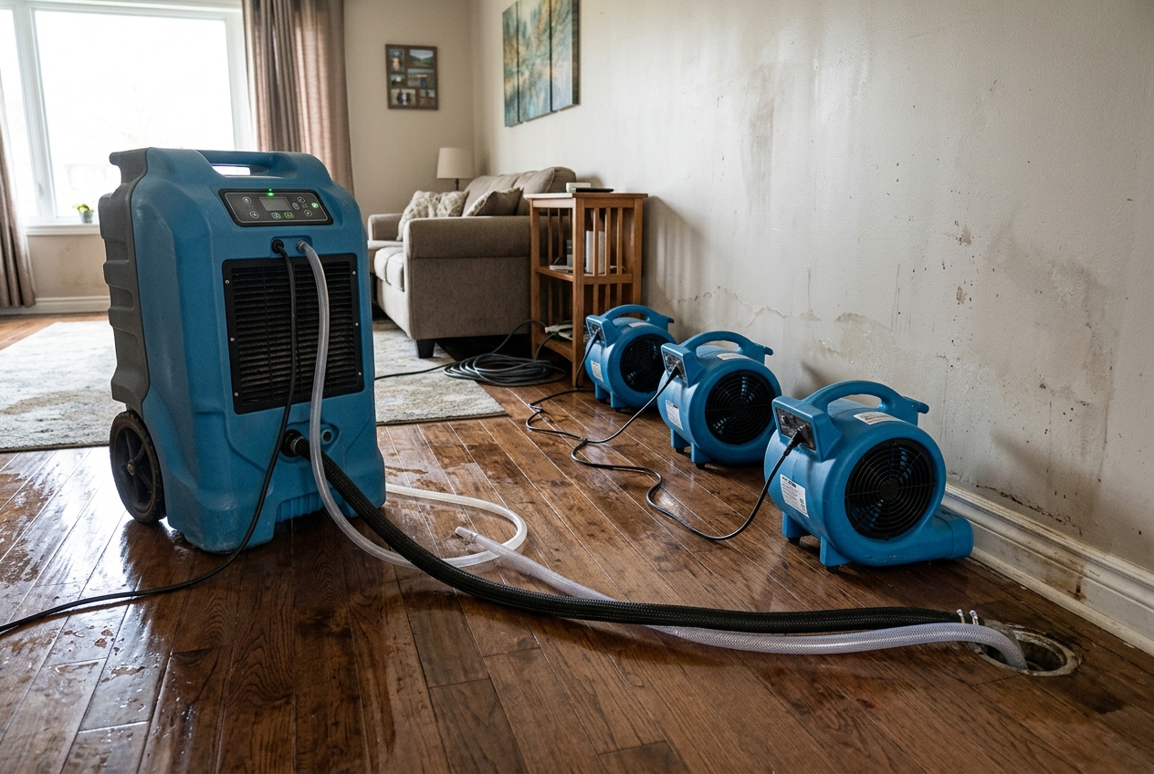 Commercial Structural Drying Air Movers and Dehumidifiers